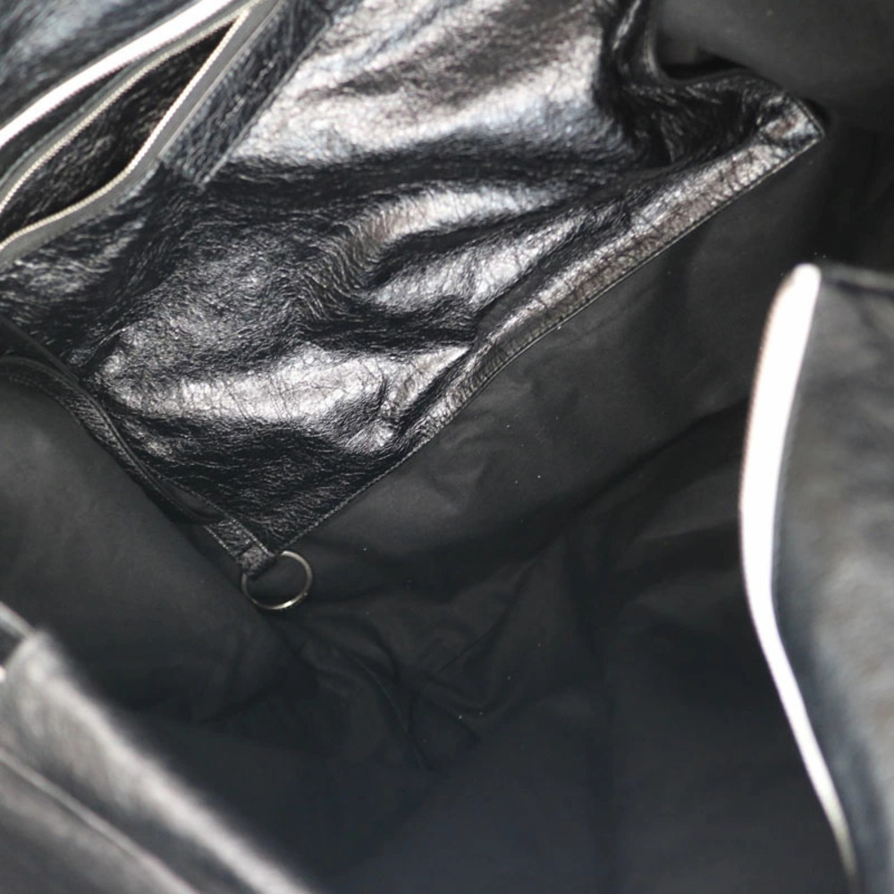 BALENCIAGA Carry Shopper Arena Bag Tote Handbag Leather Black - Picture 6 of 6